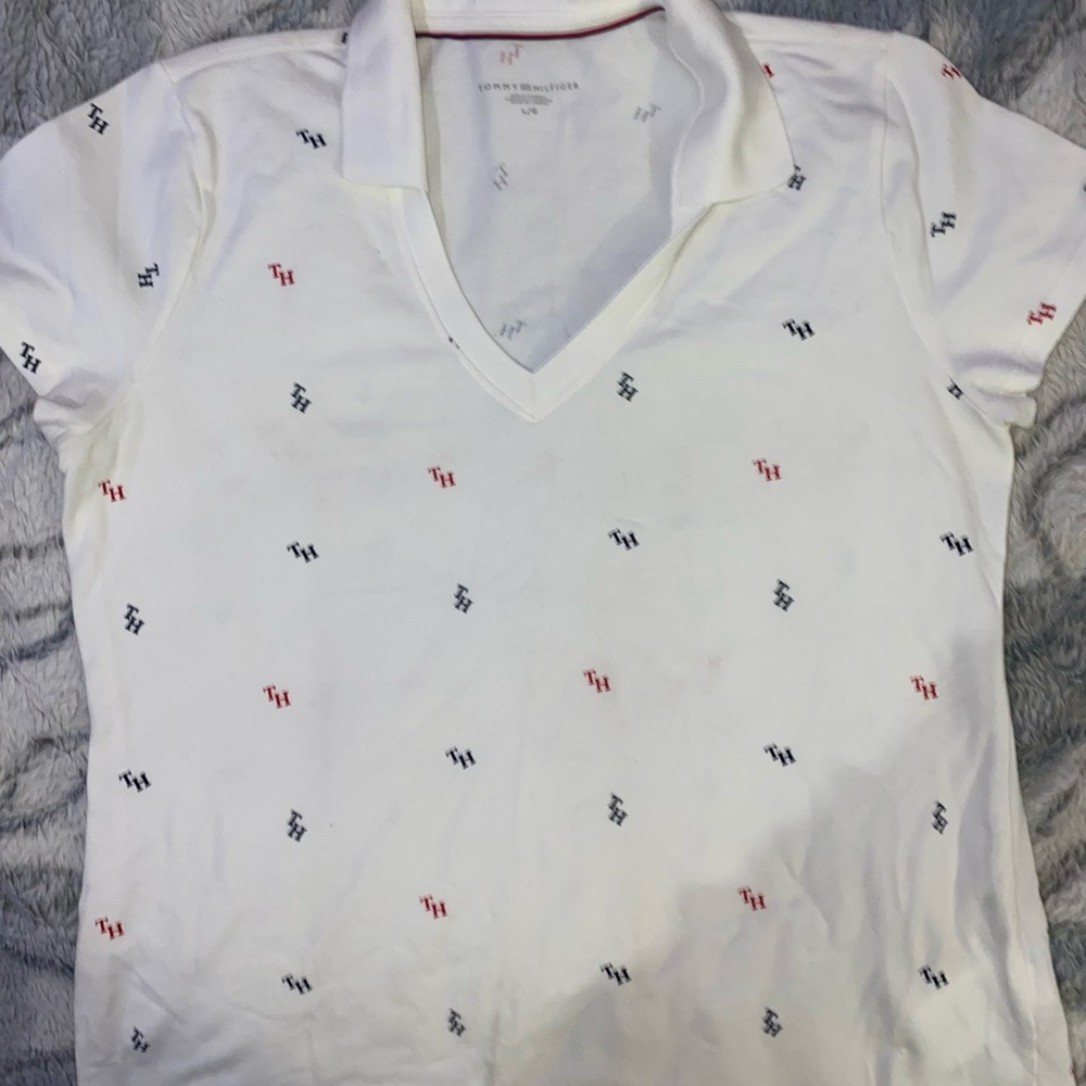 Tommy Hilfiger White Polo with Logo Accents